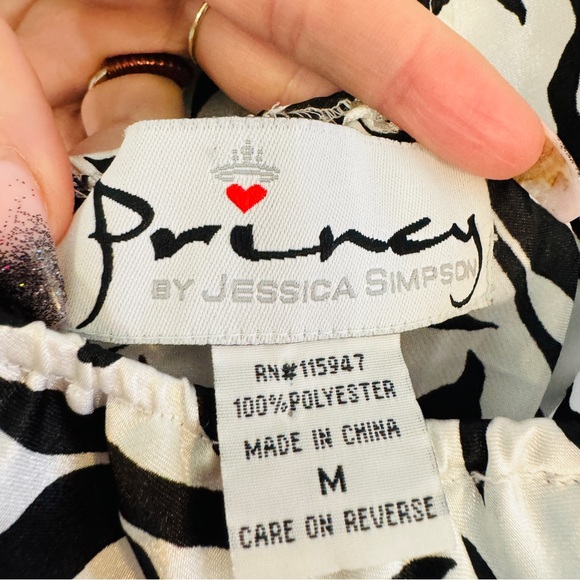 Princy by Jessica Simpson Halter Top Backless Asymmetrical Beaded Necklace Sz M - Picture 4 of 6